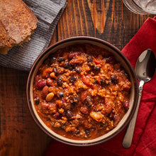 Load image into Gallery viewer, Bowl of chili with bread on the side Eat Smart Richmond VA meal delivery service
