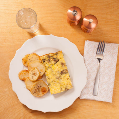 Plated egg frittata with a side of potatoes from Eat Smart Richmond VA meal delivery service